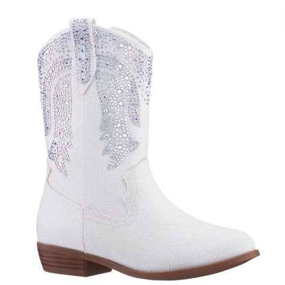 Girls Hawley White Heel Cowboy Boots | Nina Shoes