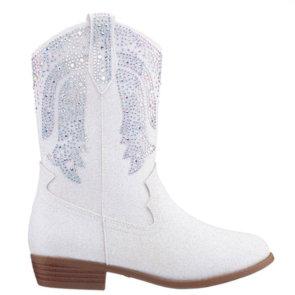 Girls Hawley White Heel Cowboy Boots | Nina Shoes