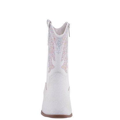 Girls Hawley White Heel Cowboy Boots | Nina Shoes