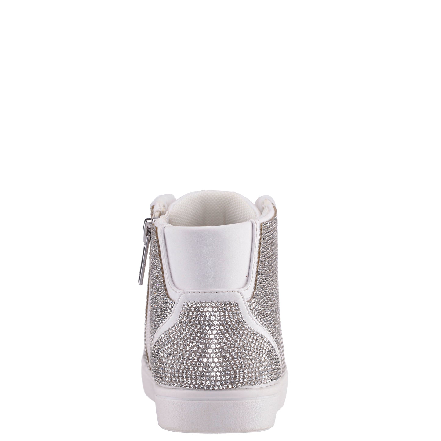 Girls Kula White Crystal Side Zip High Top Sneaker | Nina Shoes