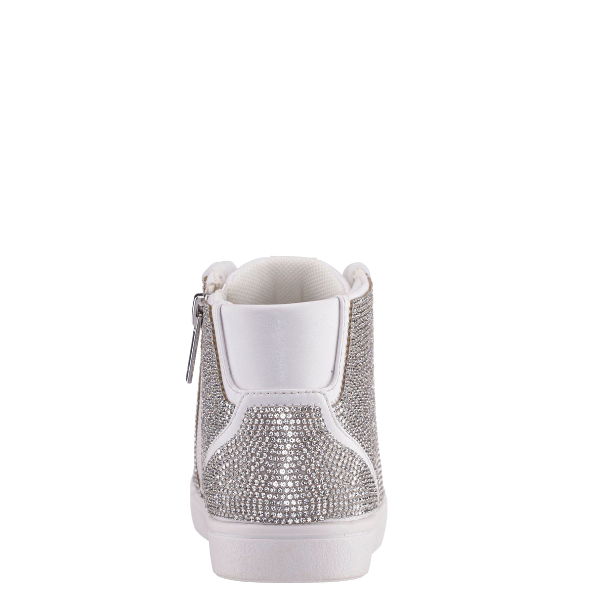 Girls Kula White Crystal Side Zip High Top Sneaker | Nina Shoes