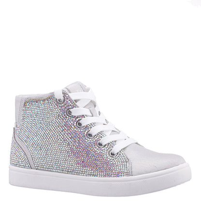 Girls Kula Silver Crystal Side Zip High Top Sneaker | Nina Shoes