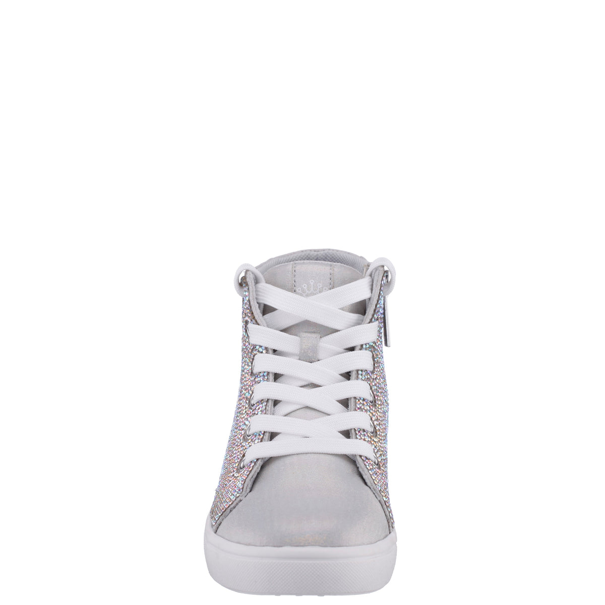 Girls Kula Silver Crystal Side Zip High Top Sneaker | Nina Shoes