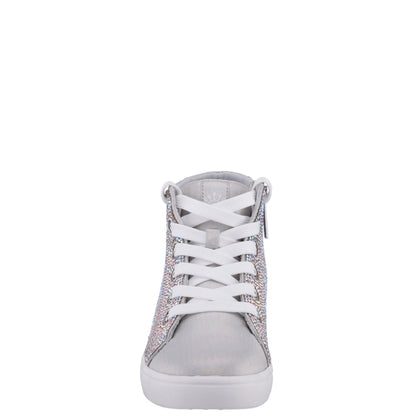 Girls Kula Silver Crystal Side Zip High Top Sneaker | Nina Shoes