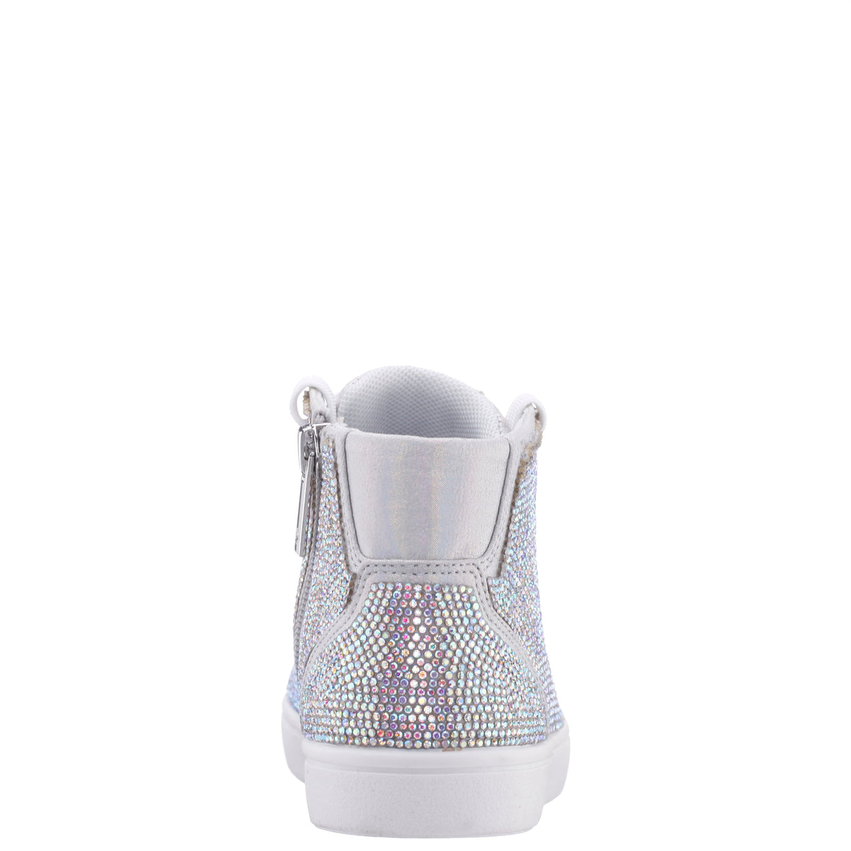 Girls Kula Silver Crystal Side Zip High Top Sneaker | Nina Shoes