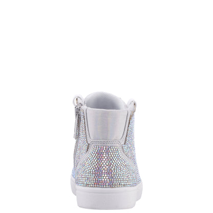 Girls Kula Silver Crystal Side Zip High Top Sneaker | Nina Shoes