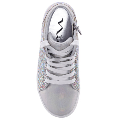 Girls Kula Silver Crystal Side Zip High Top Sneaker | Nina Shoes