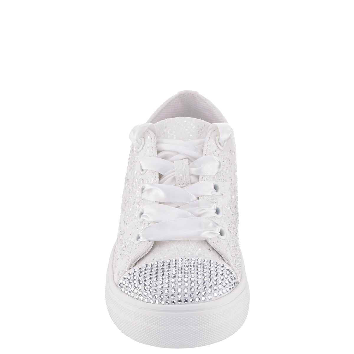 Girls Monika White Glitter Lace Tie Sneakers | Nina Shoes