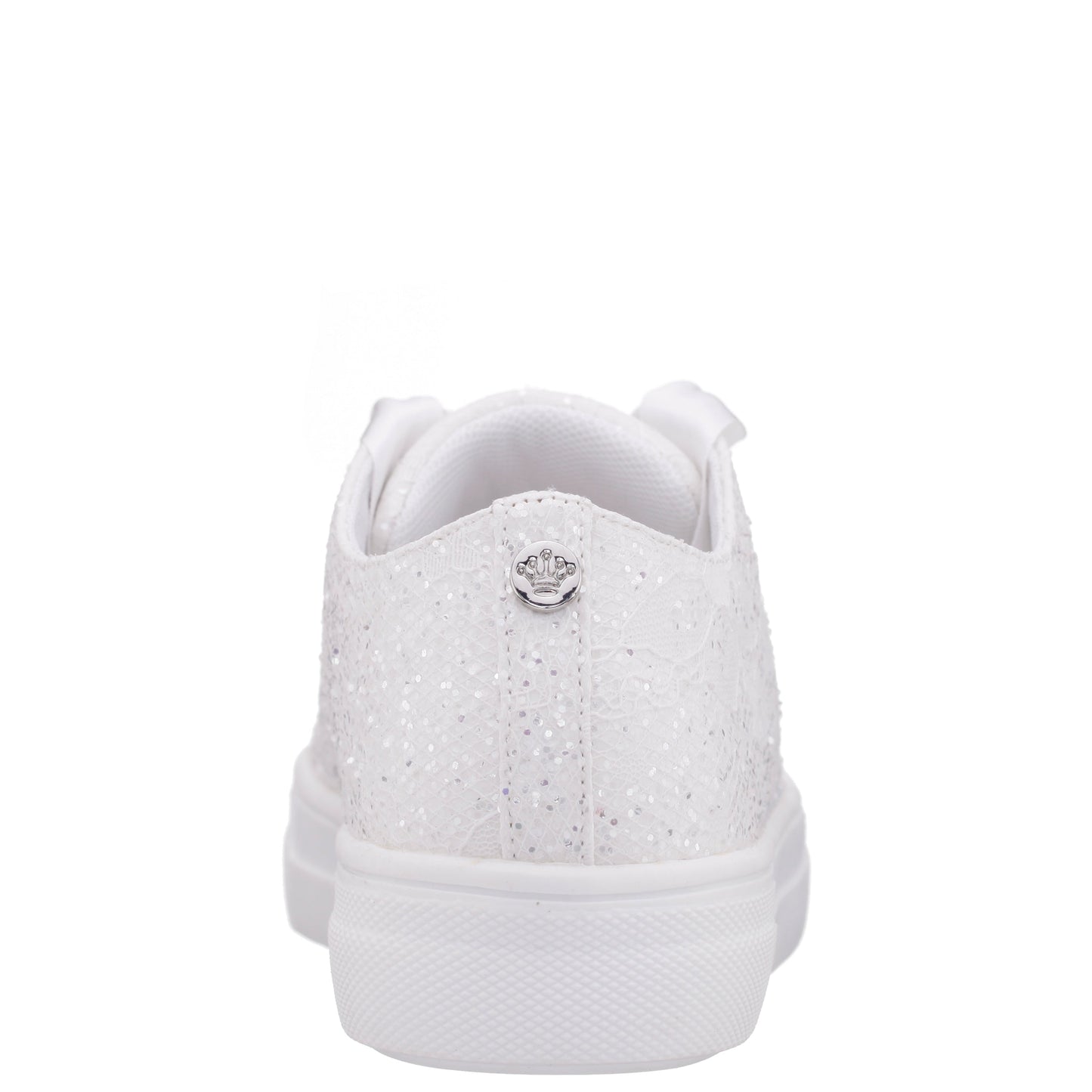 Girls Monika White Glitter Lace Tie Sneakers | Nina Shoes