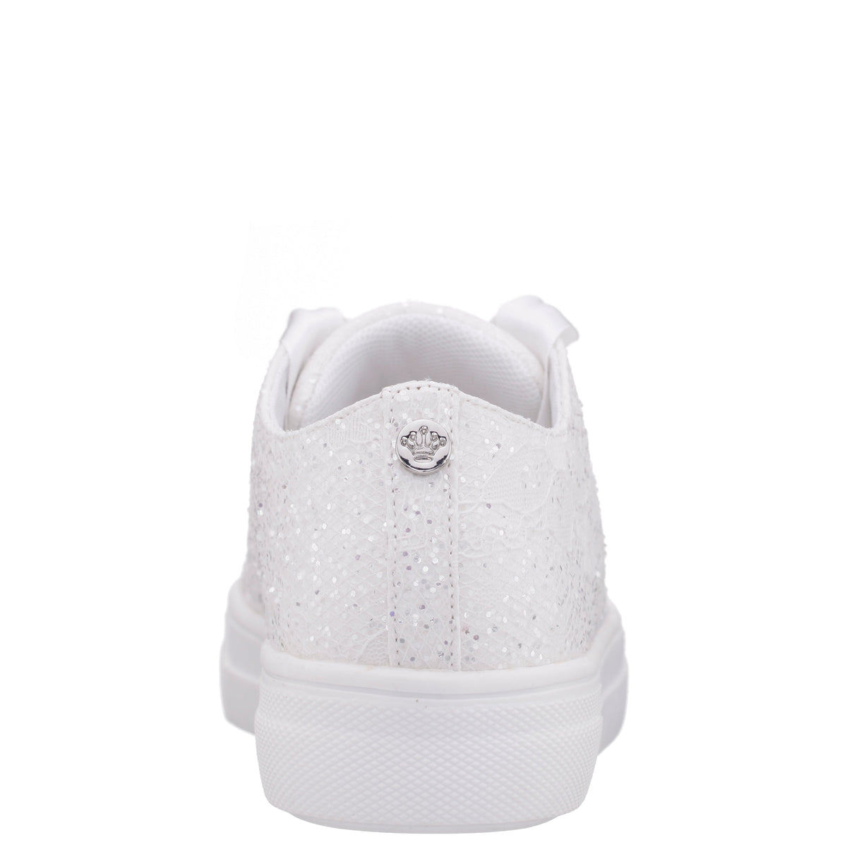Girls Monika White Glitter Lace Tie Sneakers | Nina Shoes