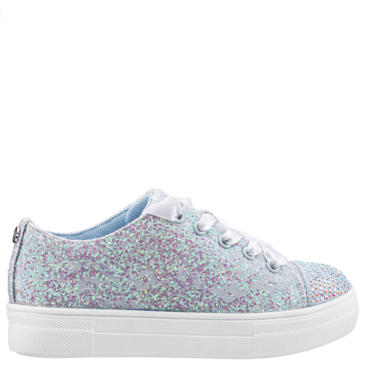 Girls Monika Blue Glitter Lace Tie Sneakers | Nina Shoes