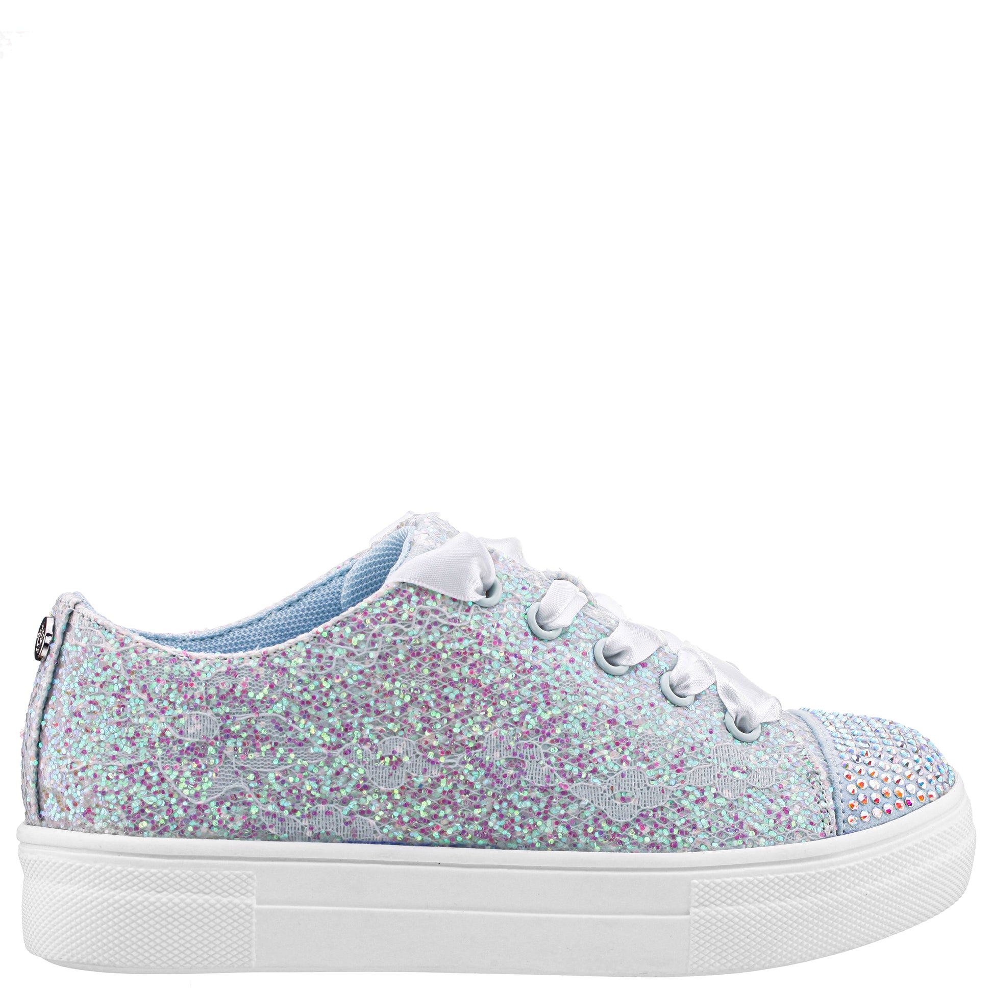 Girls Monika Blue Glitter Lace Tie Sneakers | Nina Shoes