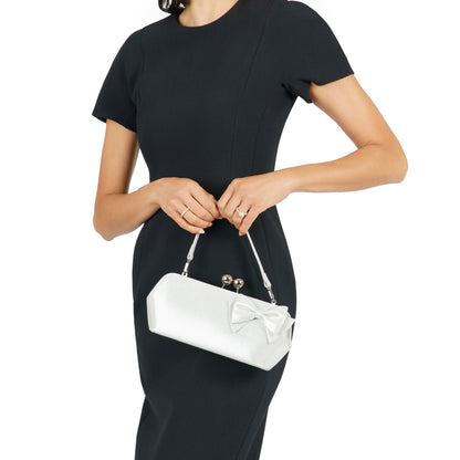 Kenji-M True Silver Reflective Suedette Frame Clutch | Nina Shoes