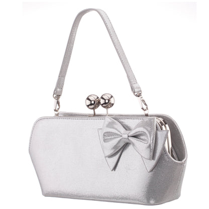 Kenji-M True Silver Reflective Suedette Frame Clutch | Nina Shoes