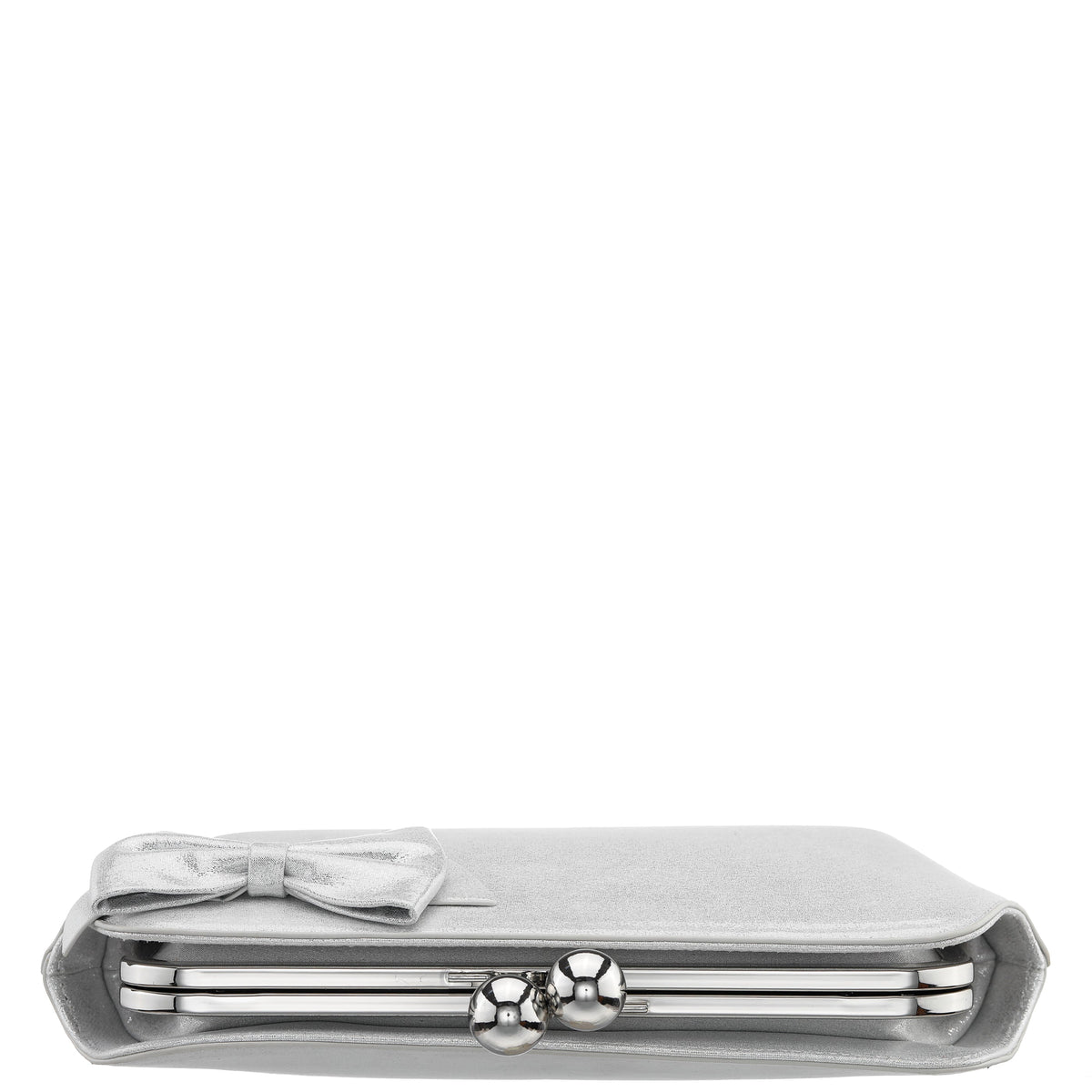 Kenji-M True Silver Reflective Suedette Frame Clutch | Nina Shoes