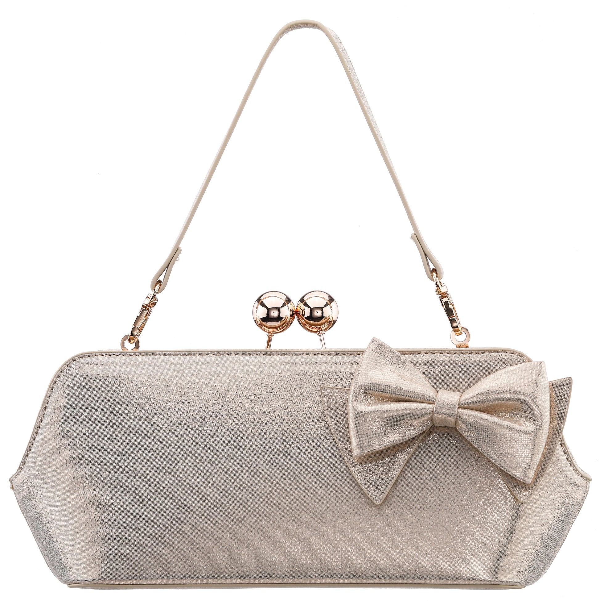 Kenji-M Platino Reflective Suedette Frame Clutch | Nina Shoes