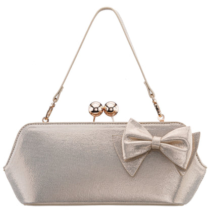 Kenji-M Platino Reflective Suedette Frame Clutch | Nina Shoes