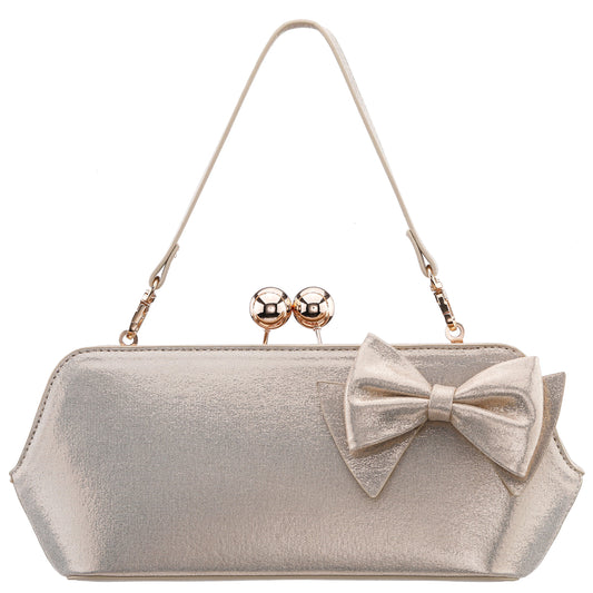 Kenji-M Platino Reflective Suedette Frame Clutch | Nina Shoes