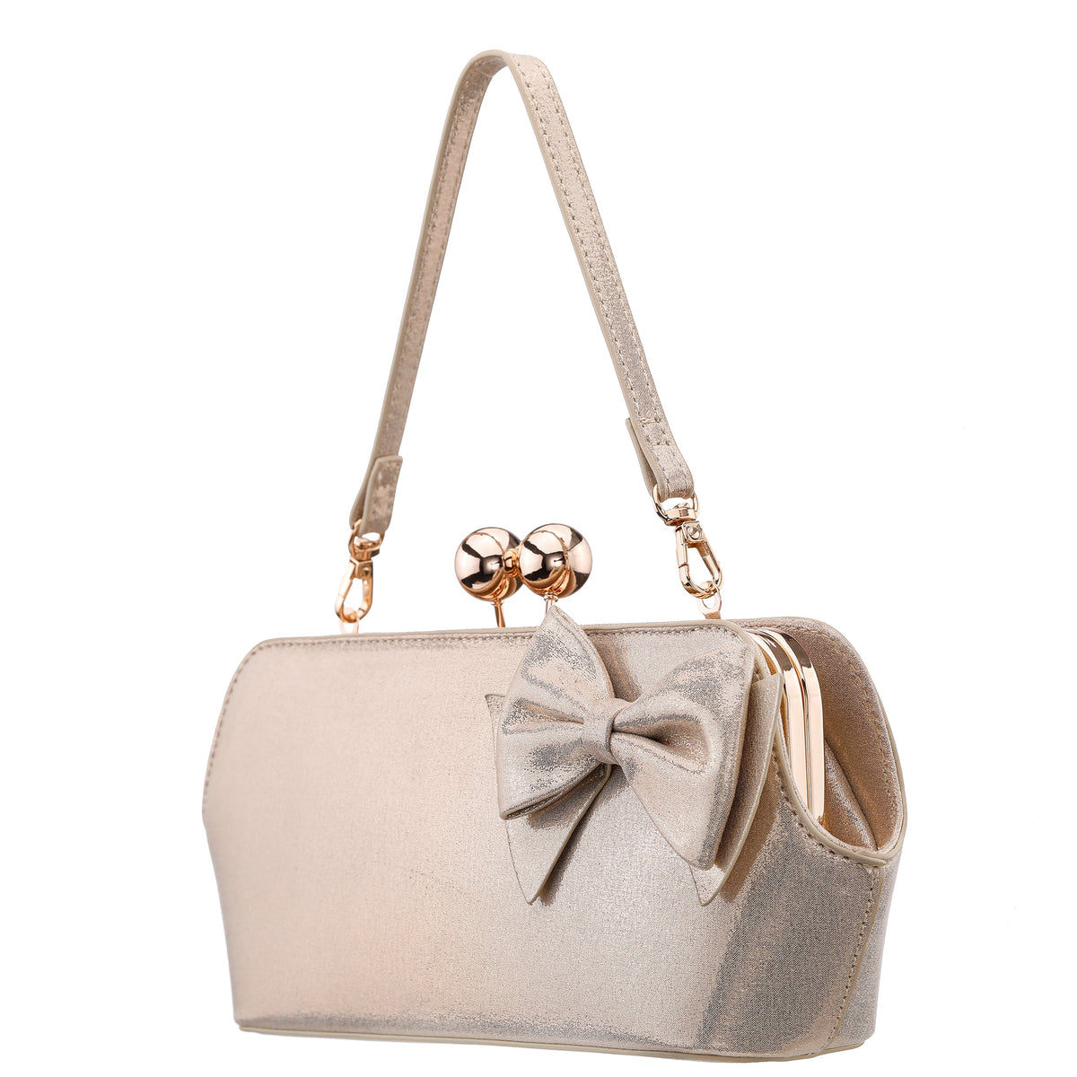 Kenji-M Platino Reflective Suedette Frame Clutch | Nina Shoes