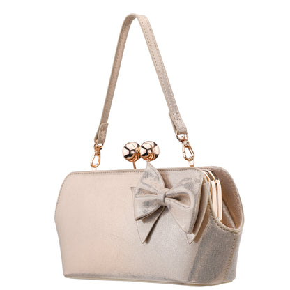 Kenji-M Platino Reflective Suedette Frame Clutch | Nina Shoes