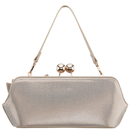 Kenji-M Platino Reflective Suedette Frame Clutch | Nina Shoes