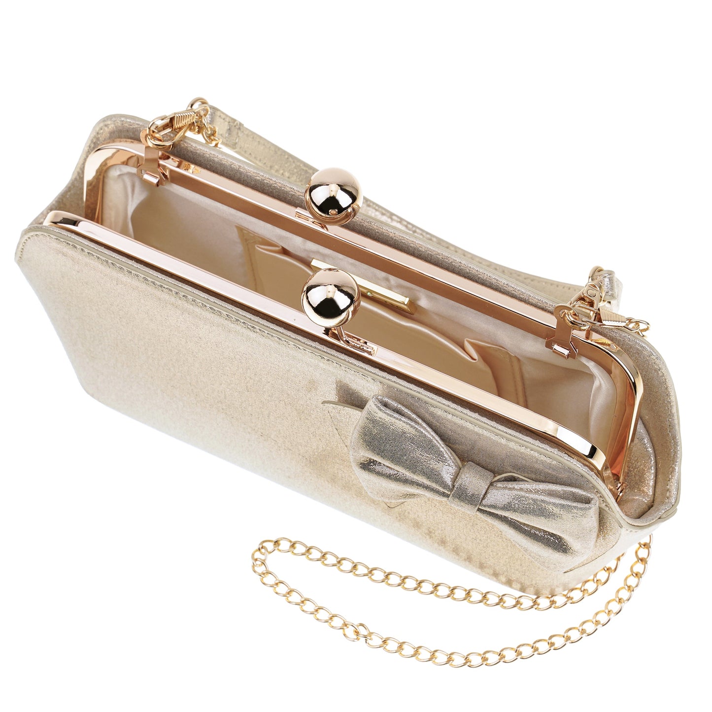 Kenji-M Platino Reflective Suedette Frame Clutch | Nina Shoes