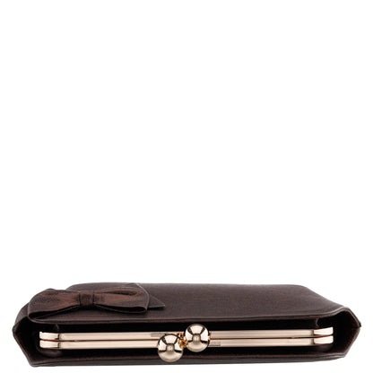 Kenji-M Brown Reflective Suedette Frame Clutch | Nina Shoes