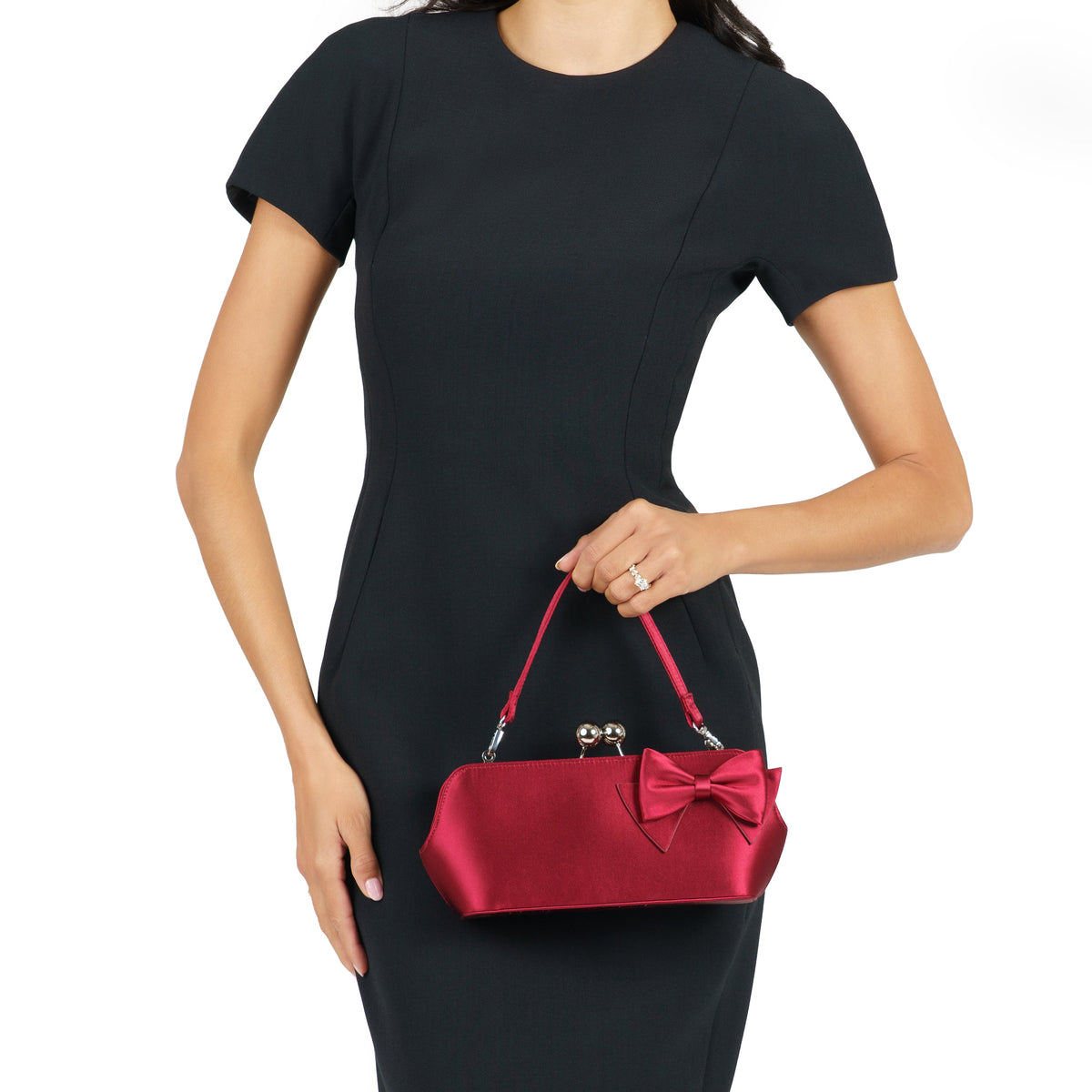 Kenji-K Red Satin Frame Clutch | Nina Shoes