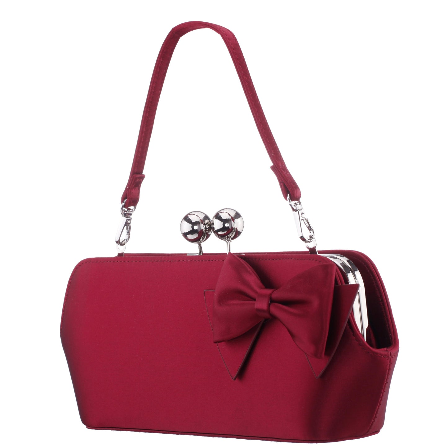 Kenji-K Red Satin Frame Clutch | Nina Shoes