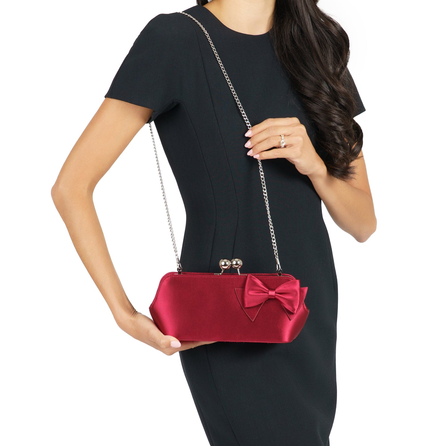 Kenji-K Red Satin Frame Clutch | Nina Shoes
