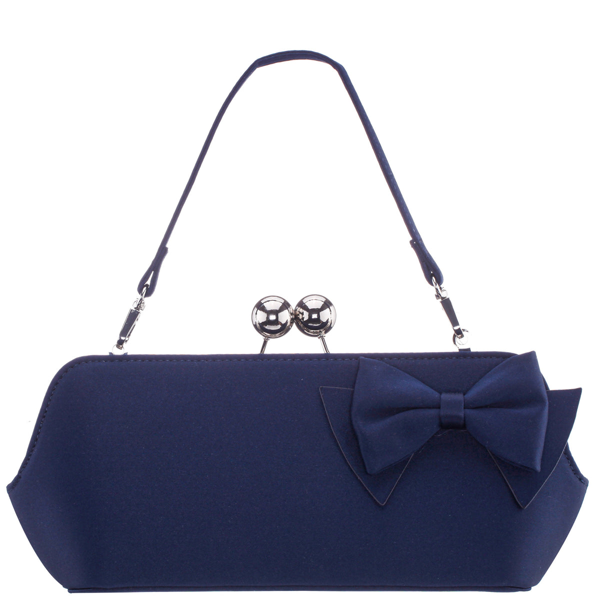 Kenji-K Blue Satin Frame Clutch | Nina Shoes