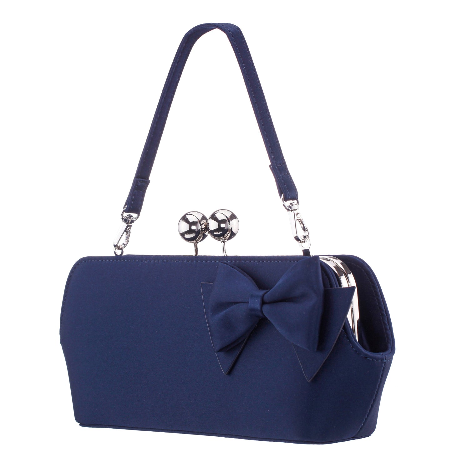 Kenji-K Blue Satin Frame Clutch | Nina Shoes