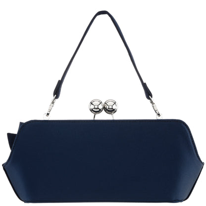 Kenji-K Blue Satin Frame Clutch | Nina Shoes