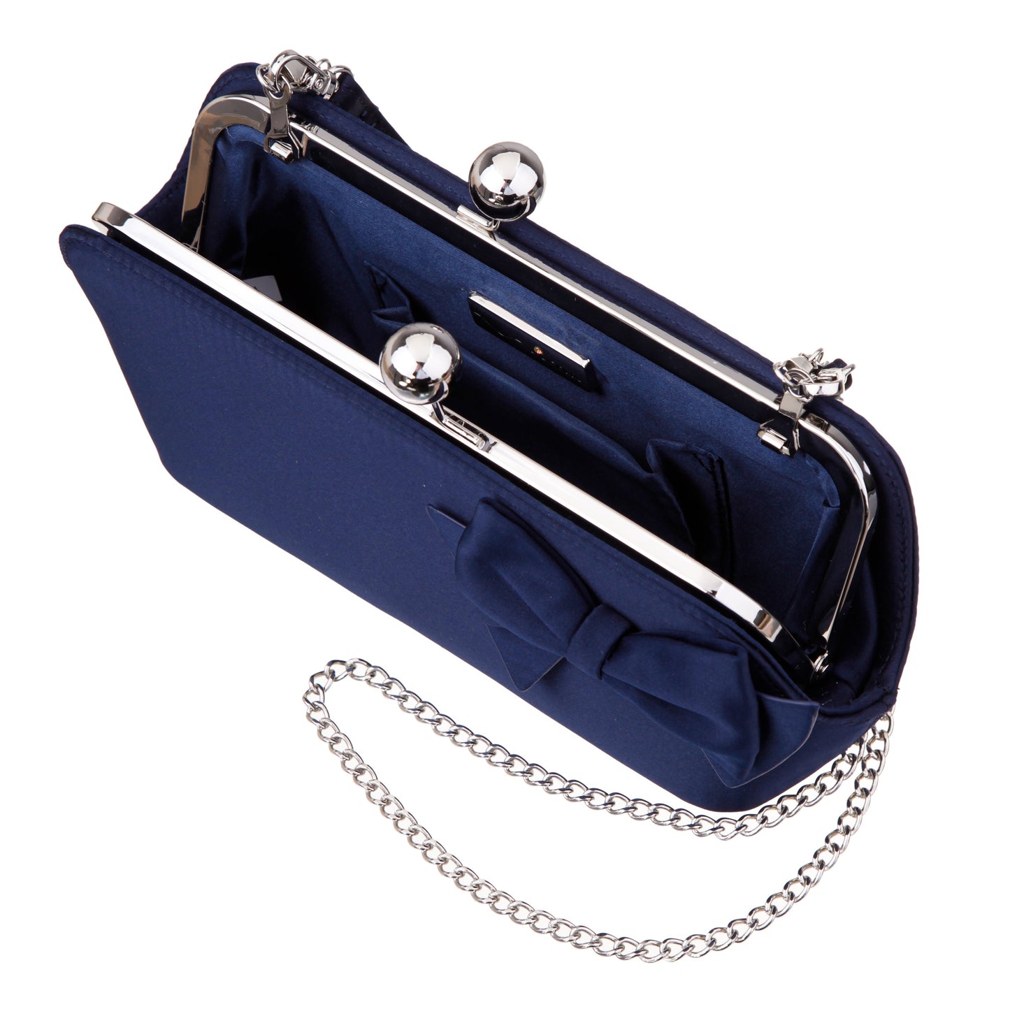 Kenji-K Blue Satin Frame Clutch | Nina Shoes