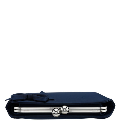 Kenji-K Blue Satin Frame Clutch | Nina Shoes