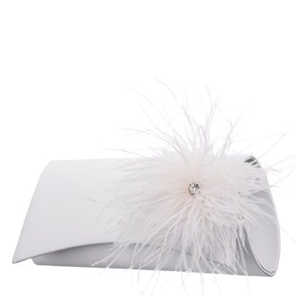 Zosia White Satin Foldover Clutch | Nina Shoes