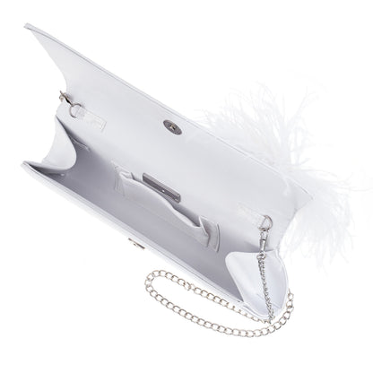 Zosia White Satin Foldover Clutch | Nina Shoes