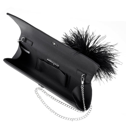 Zosia Black Satin Foldover Clutch | Nina Shoes