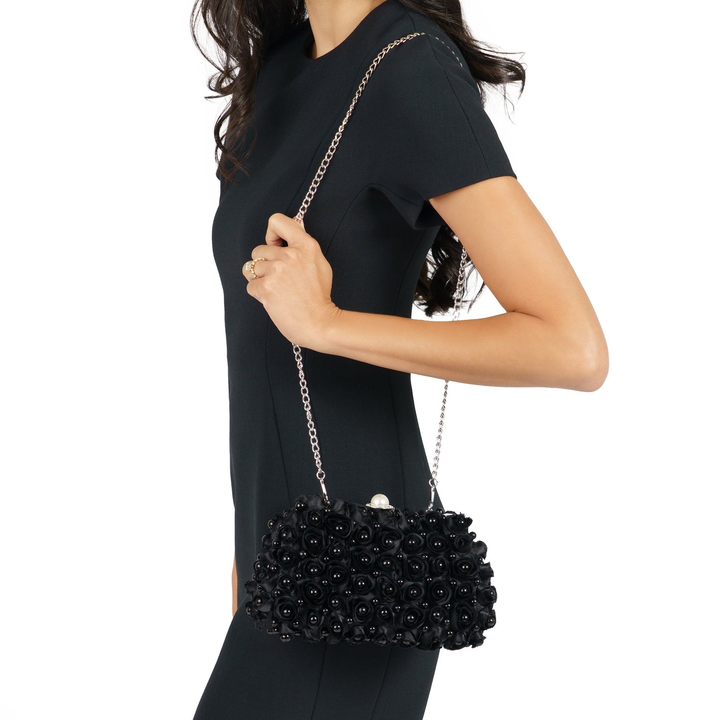 Paloma Black Pearl/Polyester Box Bag | Nina Shoes