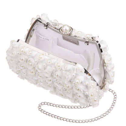 Paloma White Pearl/Polyester Box Bag | Nina Shoes