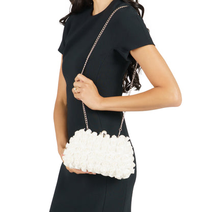 Paloma White Pearl/Polyester Box Bag | Nina Shoes
