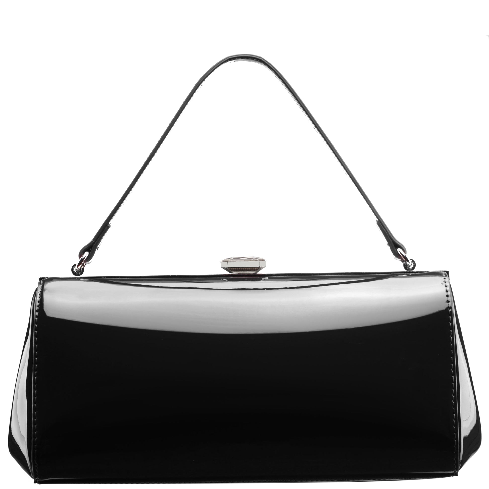 Delsie Black Patene Pu Frame Clutch | Nina Shoes