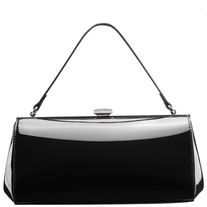 Delsie Black Patene Pu Frame Clutch | Nina Shoes