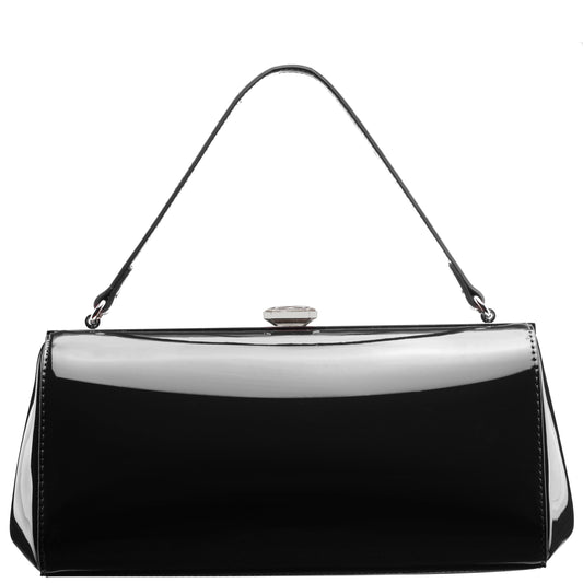 Delsie Black Patene Pu Frame Clutch | Nina Shoes