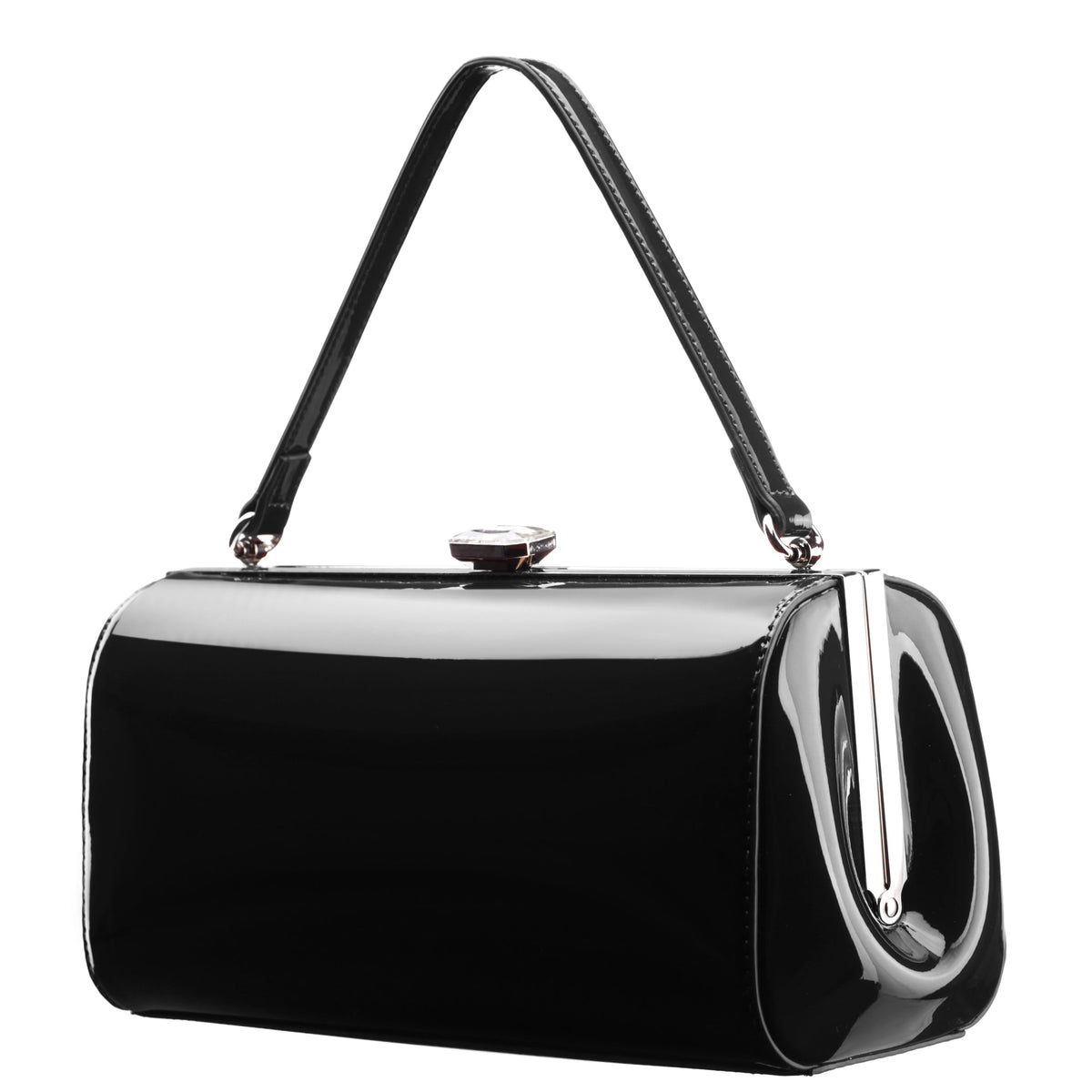 Delsie Black Patene Pu Frame Clutch | Nina Shoes