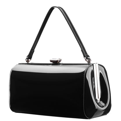 Delsie Black Patene Pu Frame Clutch | Nina Shoes