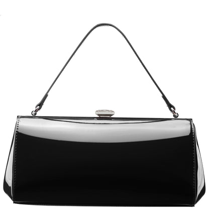 Delsie Black Patene Pu Frame Clutch | Nina Shoes