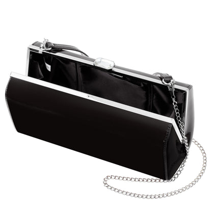 Delsie Black Patene Pu Frame Clutch | Nina Shoes