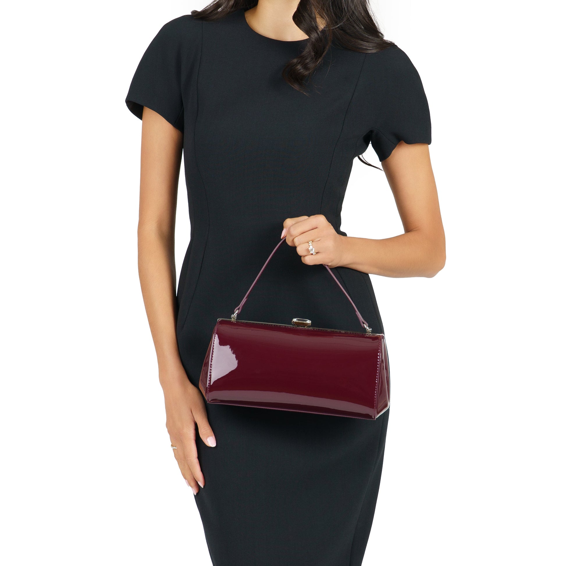 Delsie Red Pat Frame Clutch | Nina Shoes
