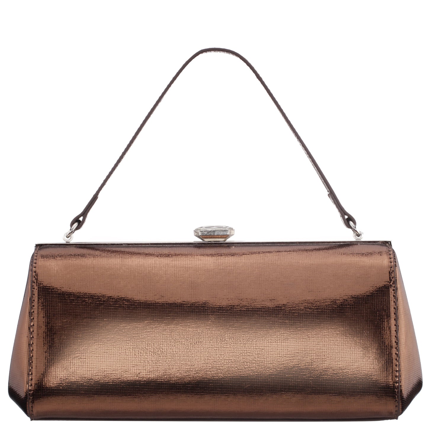 Delsie Brown Mini Geo Metallic Frame Clutch | Nina Shoes